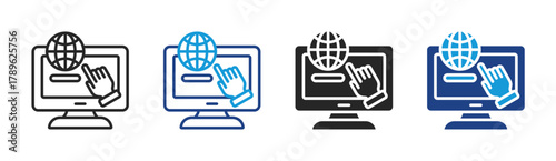 Global Web icon set multiple style collection