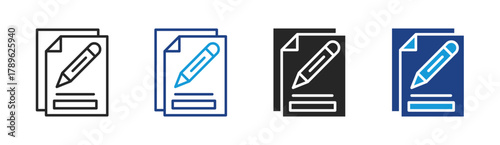 Document Edit icon set multiple style collection