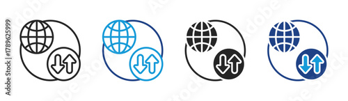 Data Exchange icon set multiple style collection