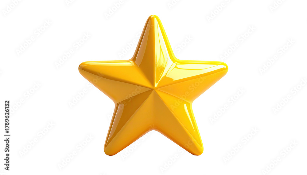 Obraz premium Glossy golden star, five points, center view