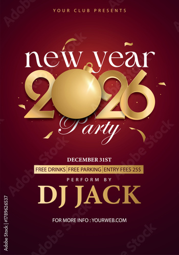 Happy New Year 2026 Background for Flyers and Greetings Card or new year themed party invitation. Creative vector illustration design.