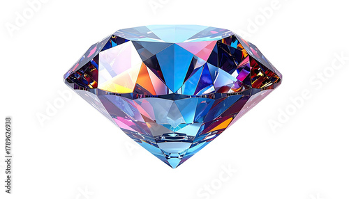 Faceted diamond in full frame sparkles on a dark background