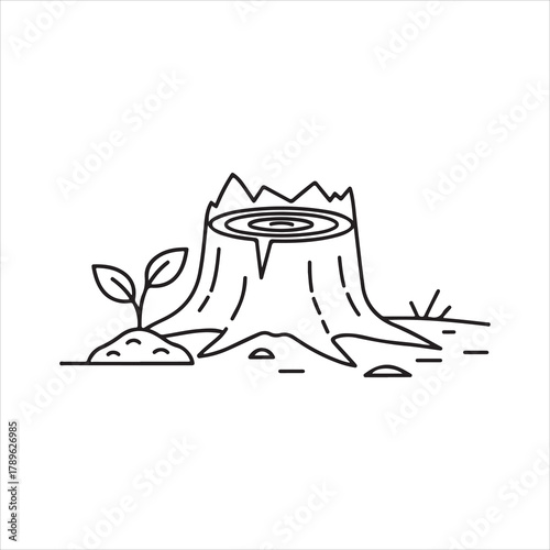 Resilience of Nature A New Sprout Emerges From an Old Tree Stump