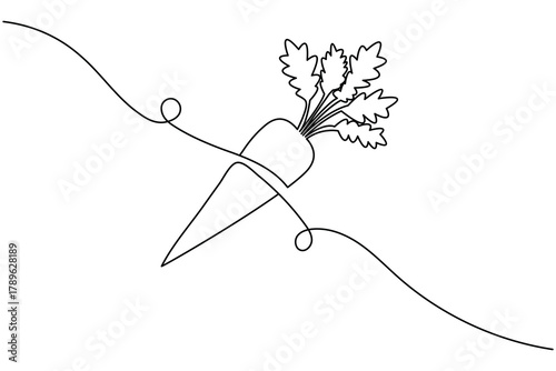 Continuous line carrot illustration simple minimal carrot one line art design