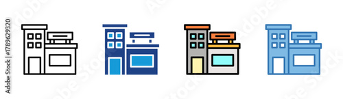 Financial Building icon set multiple style collection