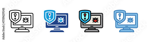 Bug Alert icon set multiple style collection