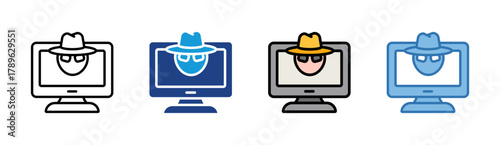 Data Hacker icon set multiple style collection