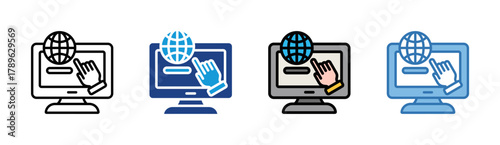 Global Web icon set multiple style collection