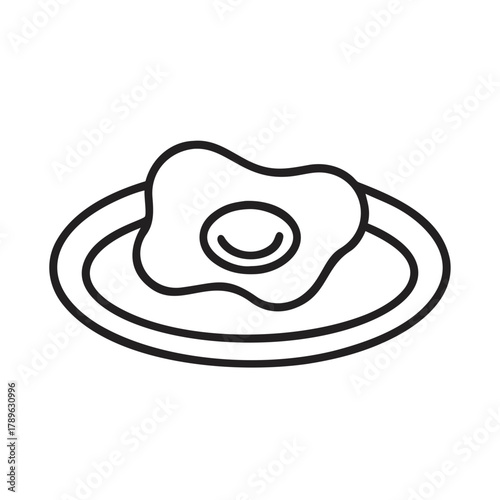 A Fried Egg On A Plate Outline Icon