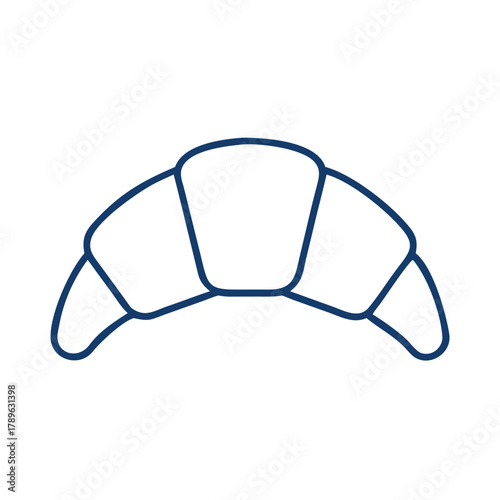 Minimal outline vector icon of a croissant on black background
