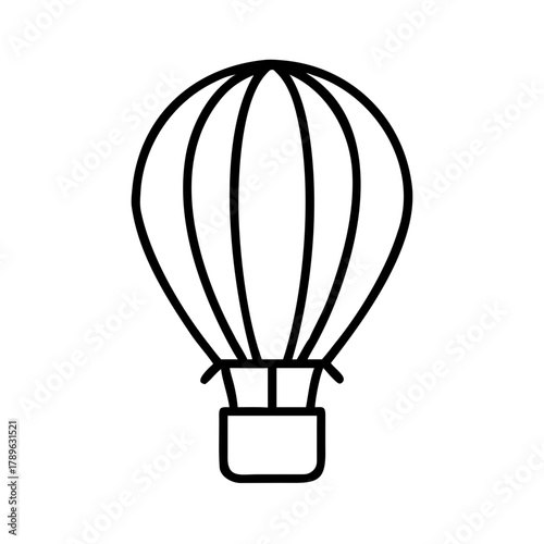 Minimal Outline Vector Icon of a Hot Air Balloon
