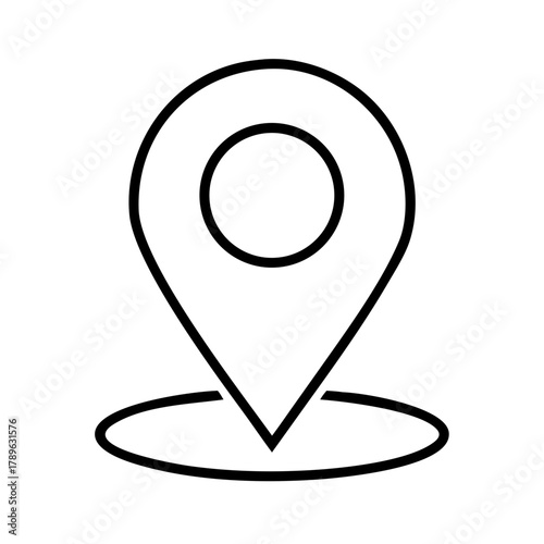 Minimal Outline Vector Icon of a Location Pin on a Map