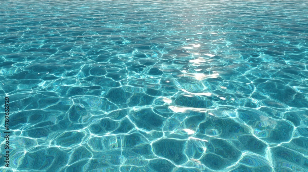 Obraz premium A serene view of shimmering turquoise water reflecting sunlight, showcasing the beauty and clarity of a calm body of water.