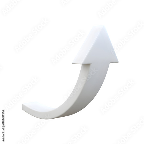 A simple white arrow curves upwards indicating growth progress and positive direction against a black background
