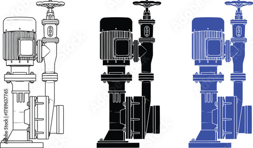 Industrial pump system diagram engineering equipment illustration