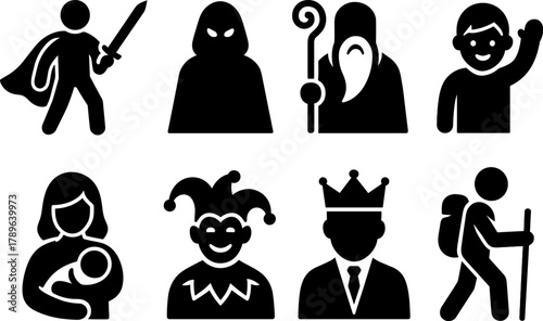 Silhouette characters: fantasy, adventure, and everyday roles in bold design