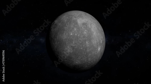 Mercury orbiting in outer space.
