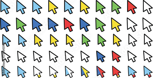 Colorful cursor vector set pointer arrow click select design
