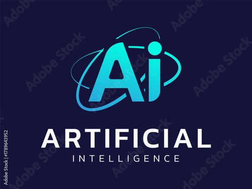 Artificial intelligence with Network Connecting lines surround the letters AI technology Analysis logo vector design concept. AI technology logotype symbol for advance tech, ui, Big data, automation.