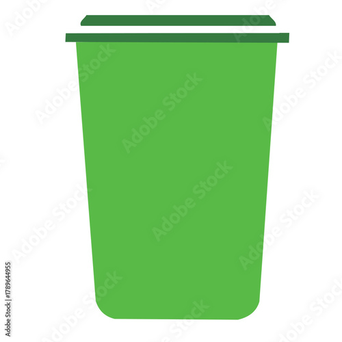 green plastic trash can