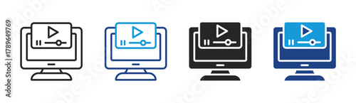 Video Player icon set multiple style collection