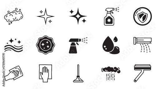 Cleaning icons set