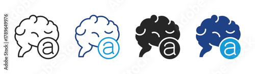 Brain Language icon set multiple style collection