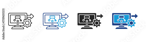 Data Process icon set multiple style collection