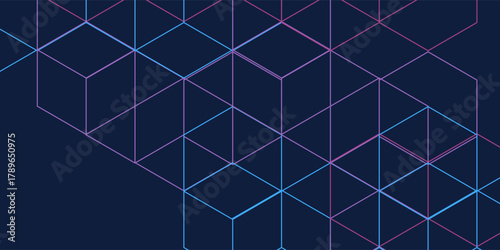 Geometric background with isometric digital blocks. Blockchain concept and modern technology modern abstract art