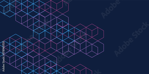 Geometric background with isometric digital blocks. Blockchain concept and modern technology modern abstract