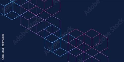 Geometric background with isometric digital blocks. Blockchain concept and modern technology modern