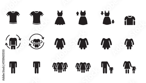 Clothing and people icon set
