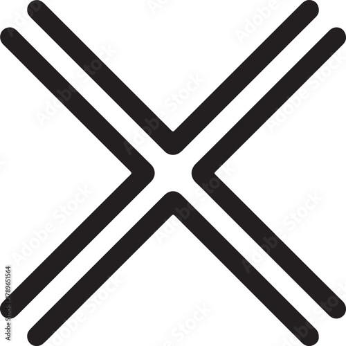 'Minimalist X mark vector symbol icon for close delete or cancel interface button'