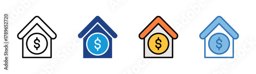 Home Finance icon set multiple style collection