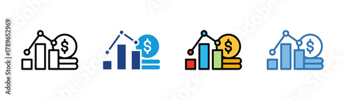 Finance Growth icon set multiple style collection