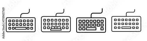 Minimalist computer keyboard icon set for technology interface