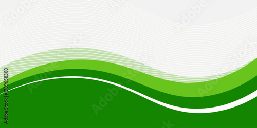 Abstract White and Green wave wide background banner, Vector