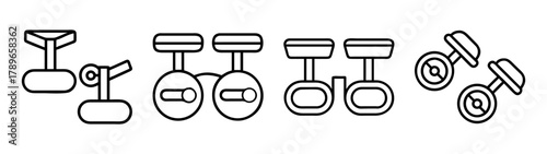 Various line art cufflink icon set for elegant formal wear