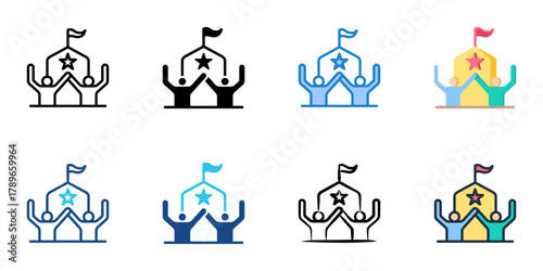 Interest group icon set multiple style collection 
