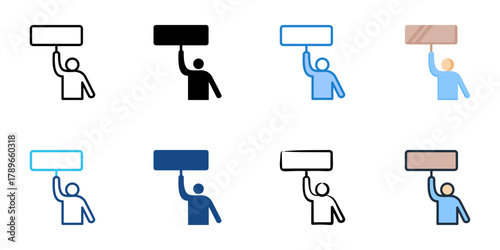 Protest icon set multiple style collection 

