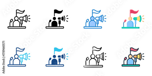 Political campaign icon set multiple style collection 
