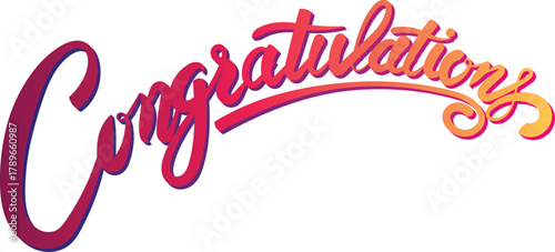 Vector art of congratulations text in a beautiful cursive font with gradient colors