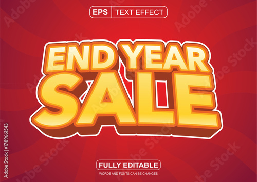 End Year Sale Editable Font with red background. graphic resources for your festive and attractive end of year promotional needs