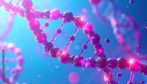 Vibrant depiction of a DNA strand showcasing the complexity of genetic structures in biology