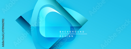 Abstract blue design features layered shapes, gradients. Modern aesthetic, suitable background element for digital projects.