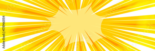 Dynamic yellow anime comic background featuring manga speed bursts. The motion lines and energetic effect bring action to life.