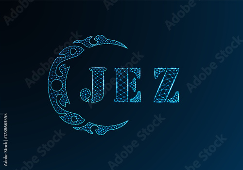 Low poly letter logo JEZ design. JEZ letter logo low poly vector design on blue color gradient background. JEZ logo low poly design