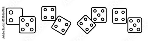 Gambling casino games dices line art icons vector illustration