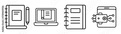 Education and learning tools icon set for study and technology.