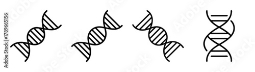 Dna double helix line art icon set, medical biology and science